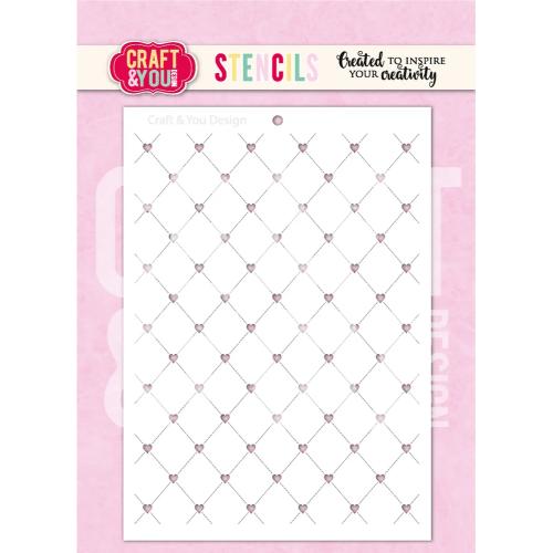 Craft & You Design Heart Grid A6 Stencil (SC017)