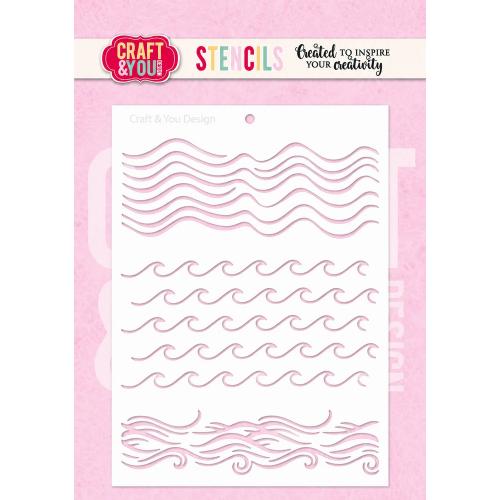 Craft & You Design Waves A6 Stenci (SC022)