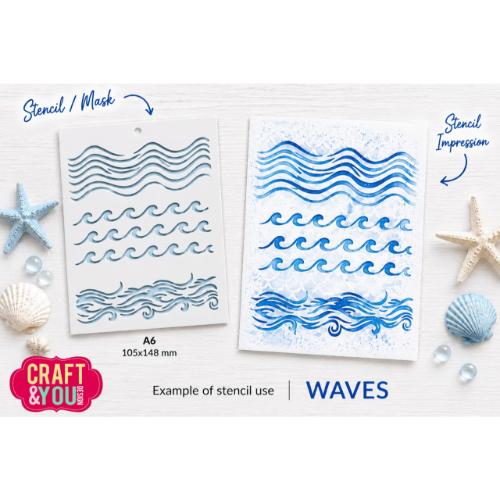 Craft & You Design Waves A6 Stenci (SC022)