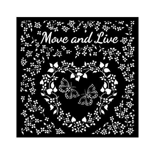 Stamperia - Sunflower Art Thick Stencil 18x18cm Move and Live Heart (KSTDQ85)
