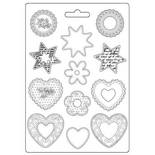Stamperia - Blue Land Soft Mould A4 Starts and Hearts (K3PTA4563)