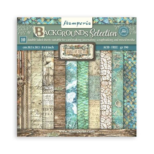 Stamperia - Songs of the Sea Backgrounds 8x8 Inch Paper Pack (SBBS91)