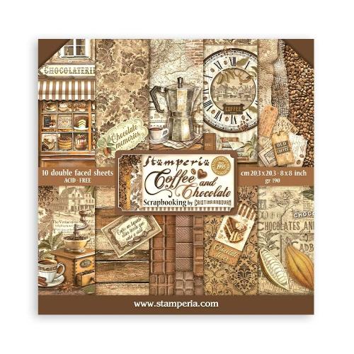 Stamperia - Scrapbooking Small Pad (8"X8") - Coffee and Chocolate (SBBS93)