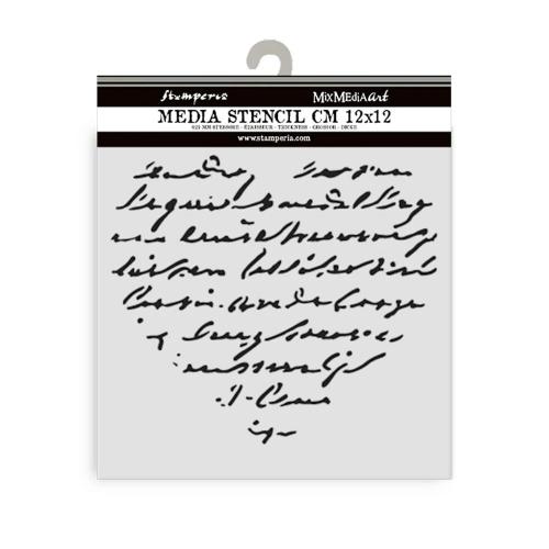 Stamperia Family Thick Stencil 12x12cm Heart With Writing (KSTDS69)