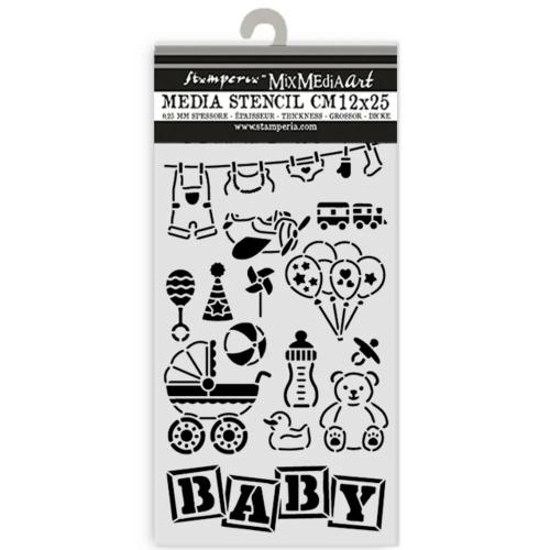 Stamperia Baby Thick Stencil 12x25cm Elements (KSTDL145)