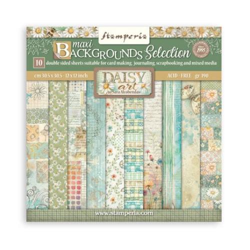 Stamperia Daisy Art 12x12 Inch Paper Pack Maxi Background Selection (SBBL183) - Postage as per Actual