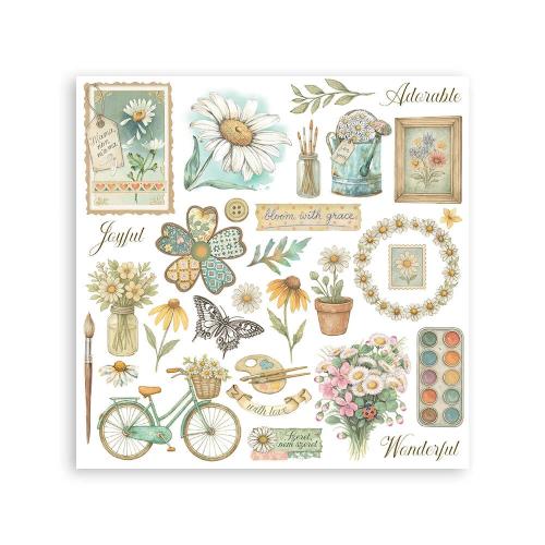 Stamperia Daisy Art Rub-On 15,5x15,5cm Assortment (6pcs) (DFLRBX08)