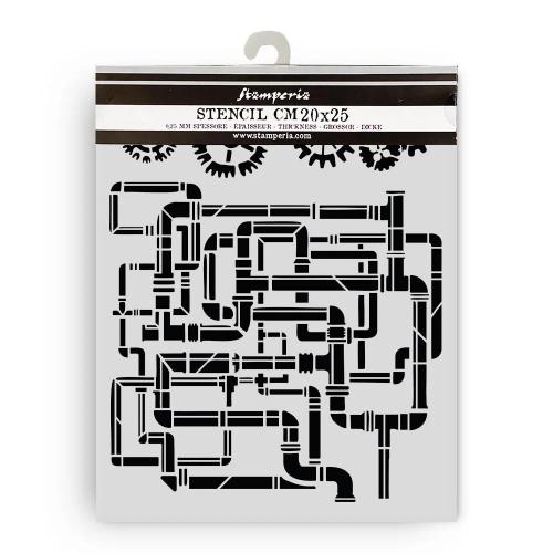 Stamperia Gardens of Time Thick Stencil 20x25cm Tubes by Antonis Tzanidakis (KSTD202)