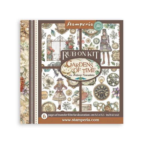 Stamperia Gardens of Time Rub-On 15,5x15,5cm Assortment (6pcs) by Antonis Tzanidakis (DFLRBX11)