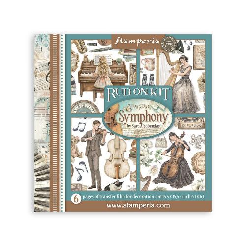 Stamperia Symphony Rub-On 15,5x15,5cm Assortment (6pcs) by Sara Alcobendas (DFLRBX16)