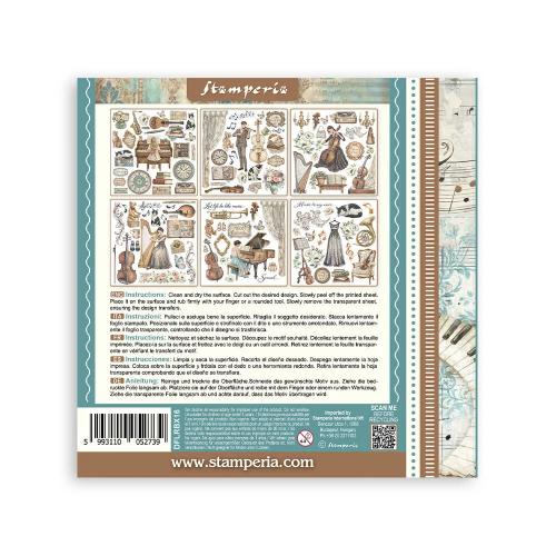 Stamperia Symphony Rub-On 15,5x15,5cm Assortment (6pcs) by Sara Alcobendas (DFLRBX16)