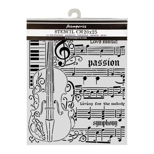 Stamperia Symphony Thick Stencils 20x25cm Violin by Sara Alcobendas (KSTD210)
