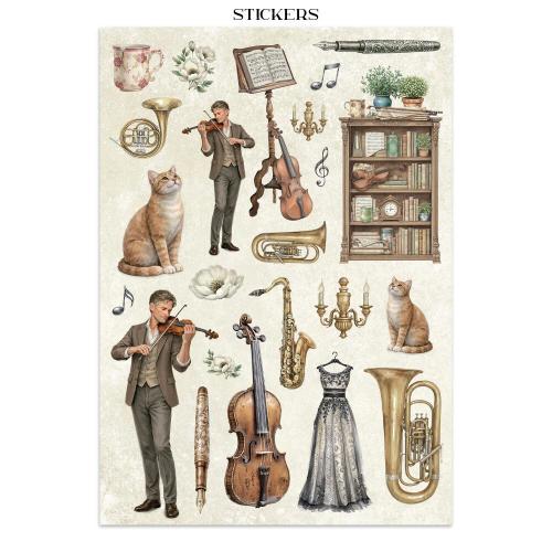 Stamperia Symphony Junk Journal Stickers, Backgrounds, Cut-Outs by Sara Alcobendas (SBJK24)