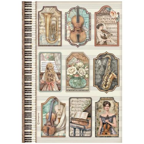 Stamperia Symphony A4 Rice Paper Selection (6pcs) by Sara Alcobendas (DFSA4XSP)