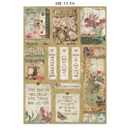 Stamperia Oriental Garden Junk Journal Stickers, Backgrounds, Cut-Outs (SBJK26)