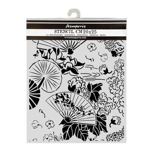 Stamperia Oriental Garden Thick Stencils 20x25cm Fans (KSTD213)