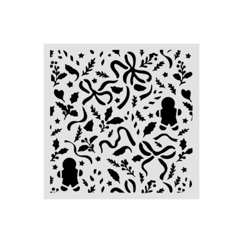 Stamperia Thick Stencils 12x12cm Christmas Ribbons and Gingerbread (KSTDS74)