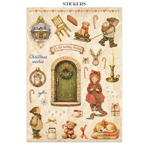 Stamperia Silent Night Junk Journal Stickers, Backgrounds, Cut-Outs (SBJK27)