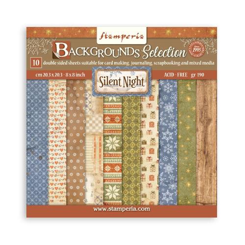 Stamperia Silent Night 8x8 Inch Paper Pack Maxi Background Selection (SBBS149)