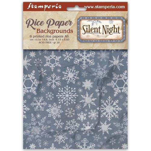 Stamperia Silent Night A6 Rice Paper Backgrounds Selection (8pcs) (DFSAK6058)
