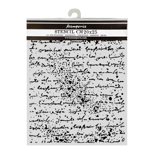 Stamperia Cosmos Thick Stencils 20x25cm Handwriting by Cristina Radovan (KSTD219)