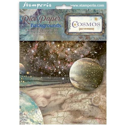 Stamperia Cosmos A6 Rice Paper Backgrounds Selection (8pcs) by Cristina Radovan (DFSAK6060)