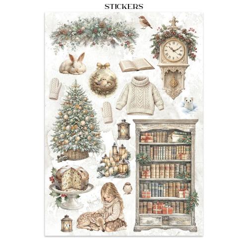 Stamperia White Christmas Junk Journal Stickers, Backgrounds, Cut-Outs by Cristina Radovan (SBJK28)