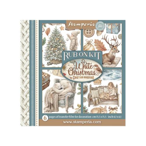 Stamperia White Christmas Rub-On 15,5x15x5cm Assortment (6pcs) by Cristina Radovan (DFLRBX21)
