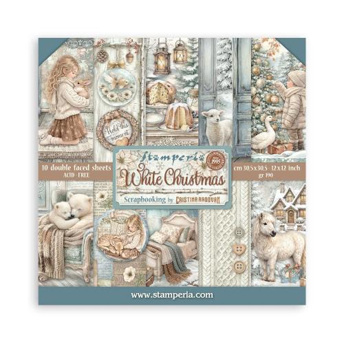 Stamperia White Christmas 12x12 Inch Paper Pack by Cristina Radovan (SBBL190) - Postage as per Actual