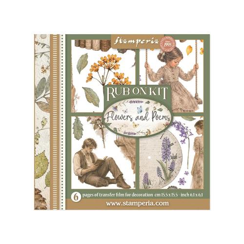 Stamperia Flowers and Poems Rub-On 15,5x15x5cm Assortment (6pcs) (DFLRBX24)