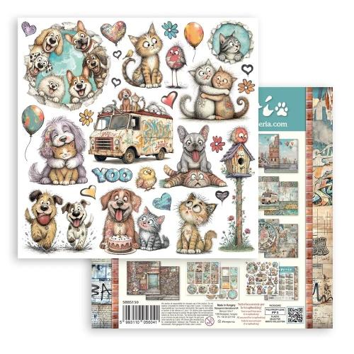 Stamperia Furry Friends 2 8x8 Inch Paper Pack by Antonis Tzanidakis (SBBS150)