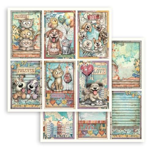 Stamperia Furry Friends 2 12x12 Inch Paper Sheet 6 Cards (1 sheet) by Antonis Tzanidakis (SBB1171) - Postage as per Actual