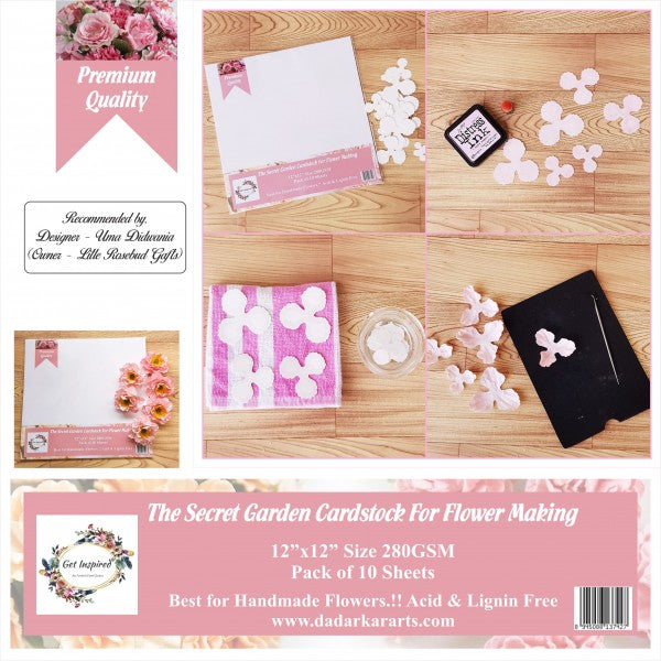 The Secret Garden Cardstock for Flower Making 12"x12" Pack of 10 Sheets - Postage as per Actual