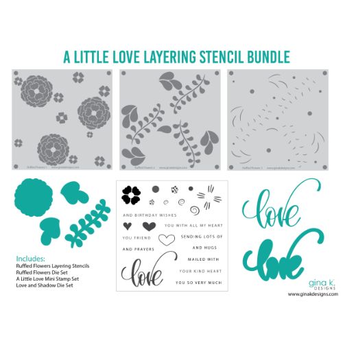Gina K Designs - STENCIL BUNDLE- A Little LOVE Layering Stencil Bundle - Postage as per actual