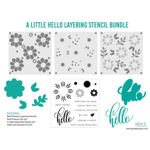 Gina K Designs - STENCIL BUNDLE- A Little HELLO Layering Stencil Bundle - Postage as per actual