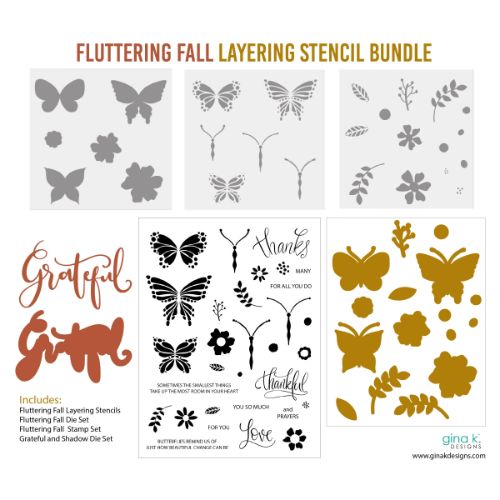 Gina K Designs - STENCIL BUNDLE- Fluttering Fall Layering Stencil Bundle - Postage as per actual