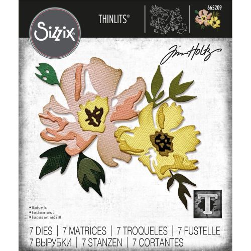 Sizzix Thinlits Dies By Tim Holtz 7/Pkg Brushstroke Flowers #1