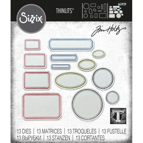 Sizzix Thinlits Die Set 13PK - Vintage Labels by Tim Holtz