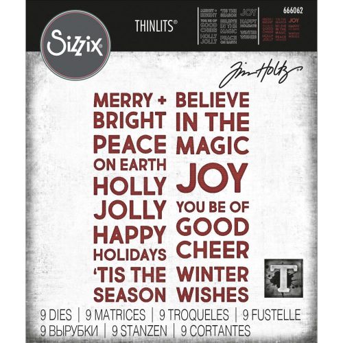 Sizzix - Thinlits Die Set 9PK - Bold Text, Christmas by Tim Holtz
