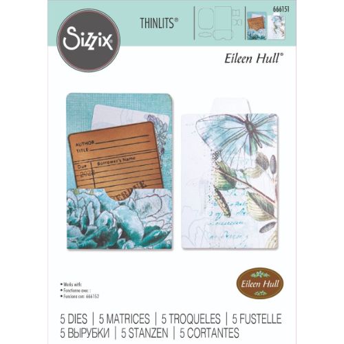 Sizzix Thinlits Die Set 5PK - Library Pocket, ATC Card & Tabs by Eileen Hull