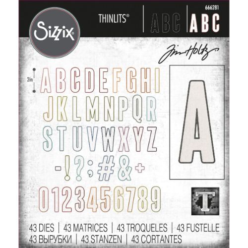Sizzix Thinlits Die Set 43PK - Alphanumeric Bulletin by Tim Holtz