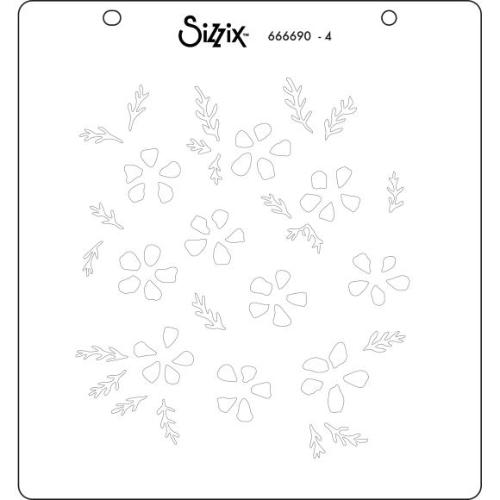 Sizzix Layered Stencils By Eileen Hull 4/Pkg Watercolor Flowers & Lattice - 666690