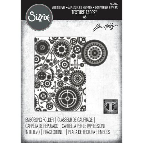 Sizzix Multi Level Textured Impressions Embossing Folder Vault Gears by Tim Holtz