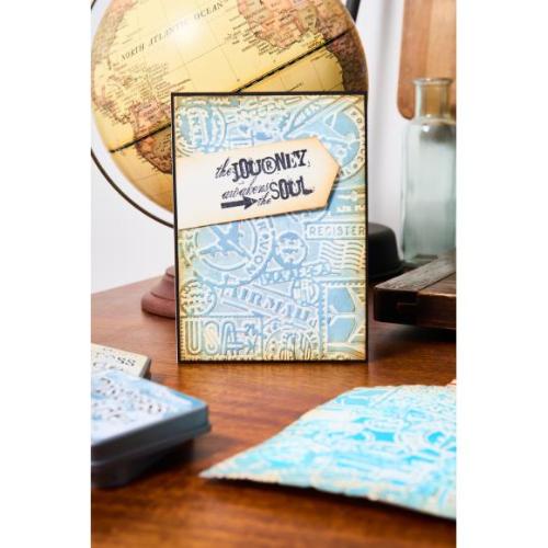 Sizzix Multi Level Textured Impressions Embossing Folder Vault Airmail by Tim Holtz