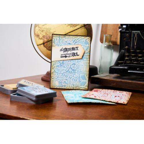 Sizzix Multi Level Textured Impressions Embossing Folder Vault Airmail by Tim Holtz