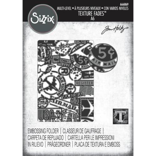 Sizzix Multi Level Textured Impressions Embossing Folder Vault Airmail by Tim Holtz