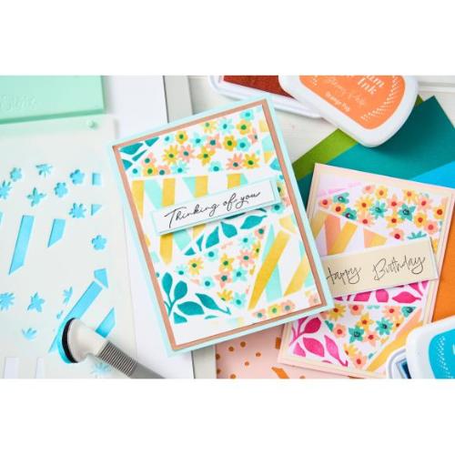 Sizzix A6 Stencil 4PK Fragmented Floral #2 by Stacey Park