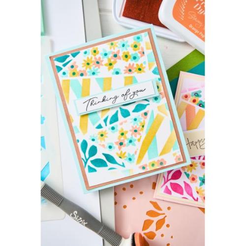 Sizzix A6 Stencil 4PK Fragmented Floral #2 by Stacey Park