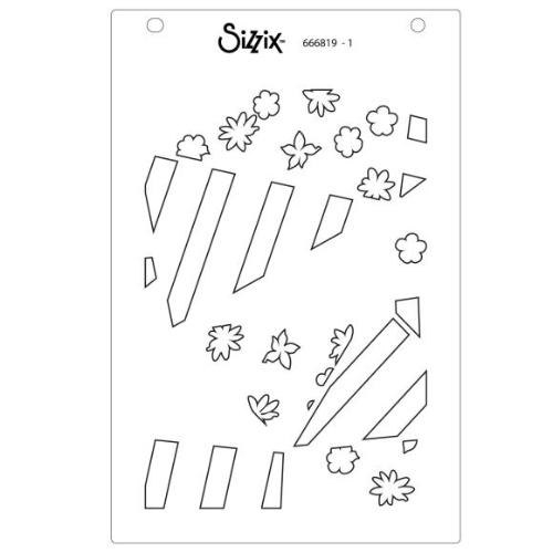Sizzix A6 Stencil 4PK Fragmented Floral #2 by Stacey Park