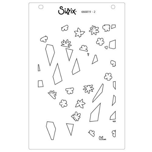 Sizzix A6 Stencil 4PK Fragmented Floral #2 by Stacey Park